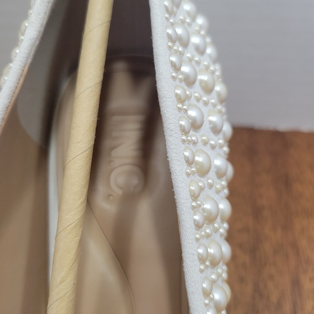 INC International Concepts Pearl-Studded Cream Heels - Picture 6 of 7